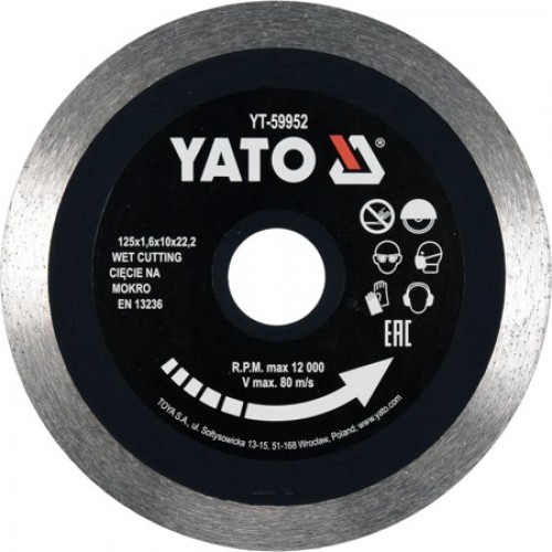 Круг алмазный 125x22.2x1.6мм (сплошной) "Yato"