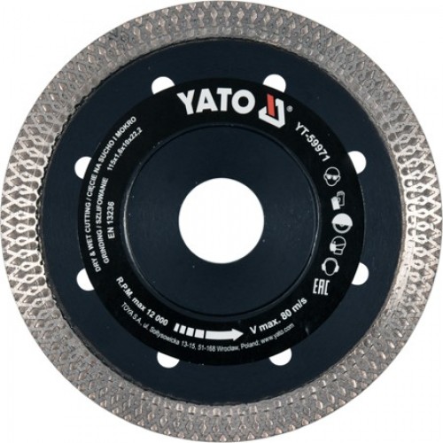 Круг алмазный 115x22.2x1.6мм для плитки "Yato"